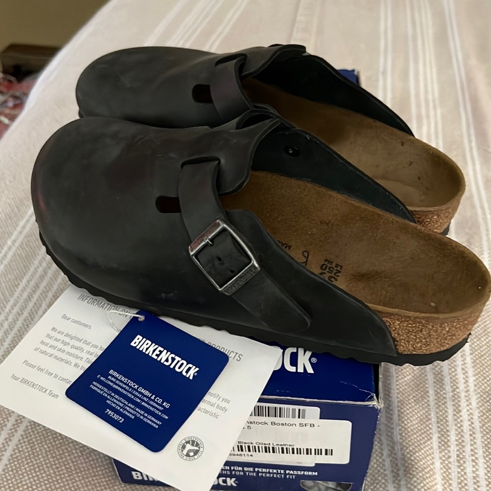 Birkenstock Boston Black Oiled Leather 39/8 w/box
